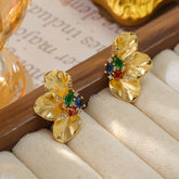Vintage Niche Petal Coloured Zircon Earrings